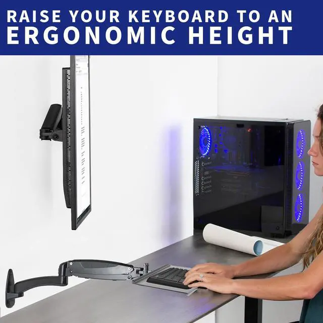 Alt view image 5 of 7 - VIVO Articulating Keyboard & Mouse Platform Wall Mount, Keyboard Tray Arm