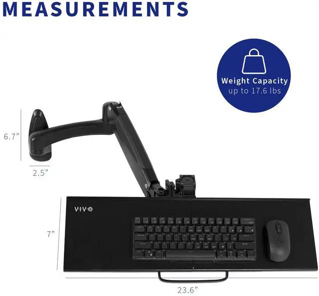 Alt view image 3 of 7 - VIVO Articulating Keyboard & Mouse Platform Wall Mount, Keyboard Tray Arm