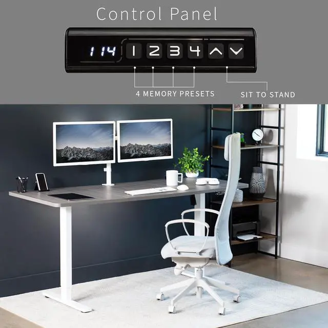 Alt view image 6 of 7 - VIVO Electric 71 x 30 Stand Up Desk, Dark Gray Table Top, White Frame