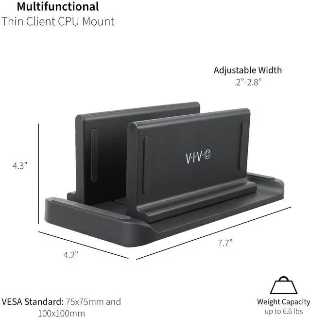 Alt view image 5 of 7 - VIVO Multifunctional Adjustable Thin Client CPU Mount, VESA Monitor Arm or Freestanding Mini PC Holder, MOUNT-PC05M