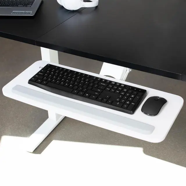 Alt view image 2 of 7 - VIVO White Adjustable Computer Keyboard & Mouse Platform Tray Under Desk Mount