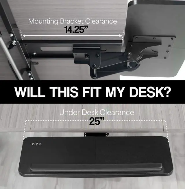 Alt view image 4 of 7 - VIVO Light Wood Adjustable Computer Keyboard & Mouse Tray Under Table Desk Mount