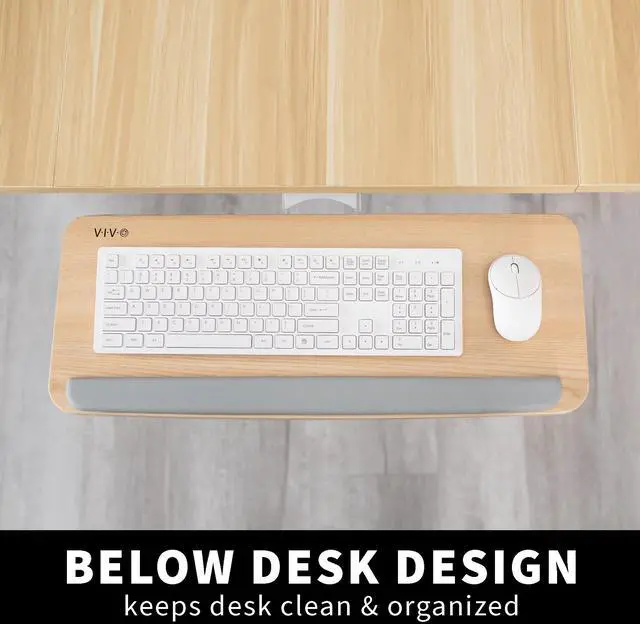 Alt view image 7 of 7 - VIVO Light Wood Adjustable Computer Keyboard & Mouse Tray Under Table Desk Mount