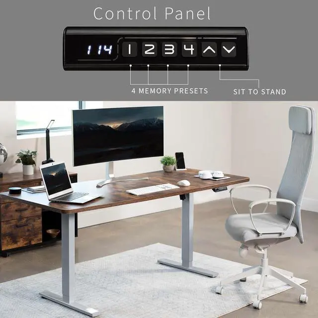 Alt view image 6 of 7 - VIVO Electric 71 x 30 Stand Up Desk, Rustic Vintage Brown Table Top, Gray Frame