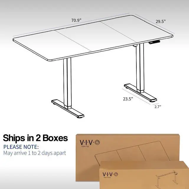 Alt view image 5 of 7 - VIVO Electric 71 x 30 Stand Up Desk, Rustic Vintage Brown Table Top, Gray Frame
