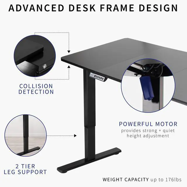 Alt view image 4 of 7 - VIVO Electric 71 x 30 Stand Up Desk, Reclaimed Wood Table Top, Black Frame