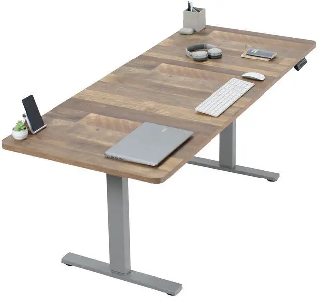 Main image of VIVO Electric 71 x 30 Stand Up Desk, Reclaimed Wood Table Top, Gray Frame