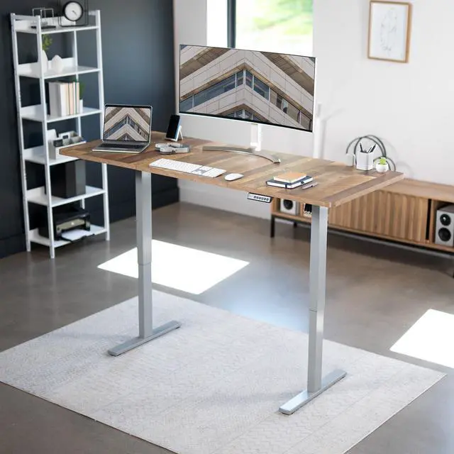 Alt view image 2 of 7 - VIVO Electric 71 x 30 Stand Up Desk, Reclaimed Wood Table Top, Gray Frame