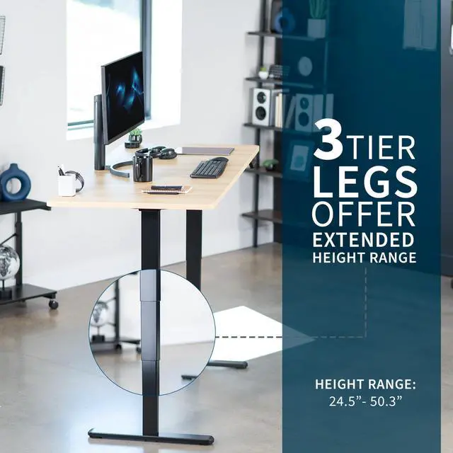 Alt view image 4 of 7 - VIVO Electric 71 x 30 Stand Up Desk, Light Wood Table Top, Black Frame