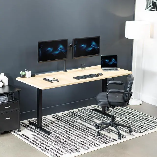 Alt view image 3 of 7 - VIVO Electric 71 x 30 Stand Up Desk, Light Wood Table Top, Black Frame