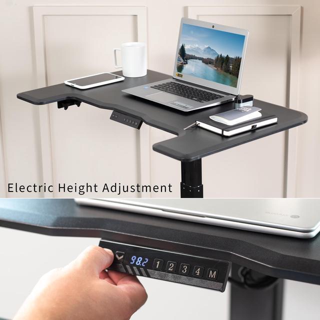 Alt view image 7 of 7 - VIVO Black Electric 36" Mobile Height Adjustable Two Platform Standing Desk Rolling Workstation (DESK-V111VT)