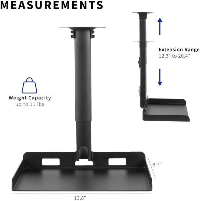 Alt view image 3 of 8 - VIVO Black Universal Ceiling Extending Projector Tray, Height Adjustable Projection (MOUNT-VP08B)