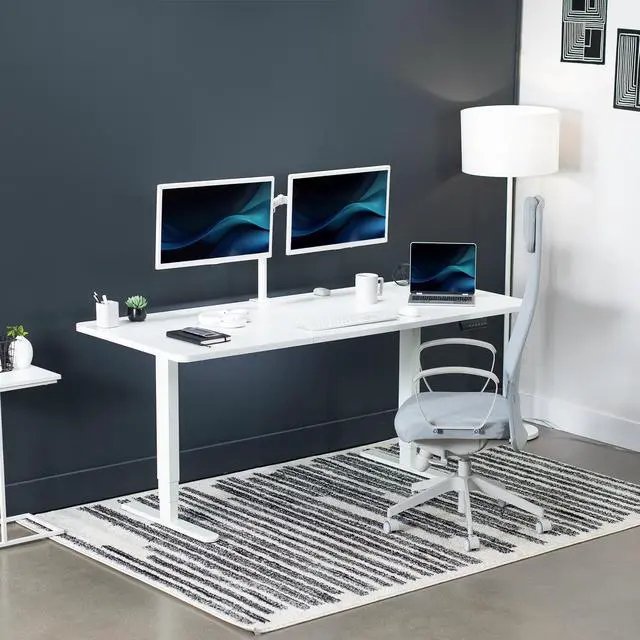 Alt view image 3 of 7 - VIVO Electric 71 x 30 Stand Up Desk Workstation, White Table Top, White Frame