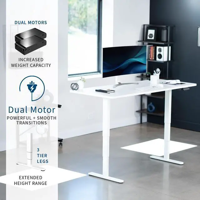 Alt view image 2 of 7 - VIVO Electric 71 x 30 Stand Up Desk Workstation, White Table Top, White Frame