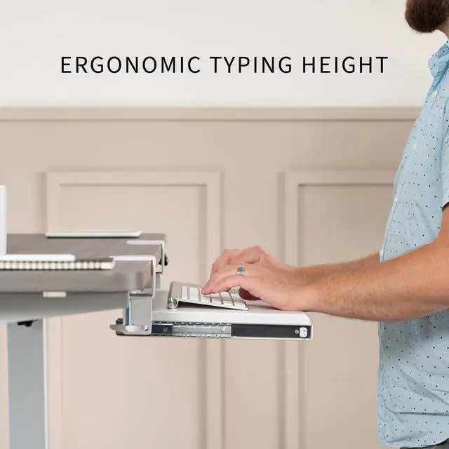 Alt view image 3 of 7 - VIVO White Small Clamp-on Computer Keyboard and Mouse Under Desk Slider Tray