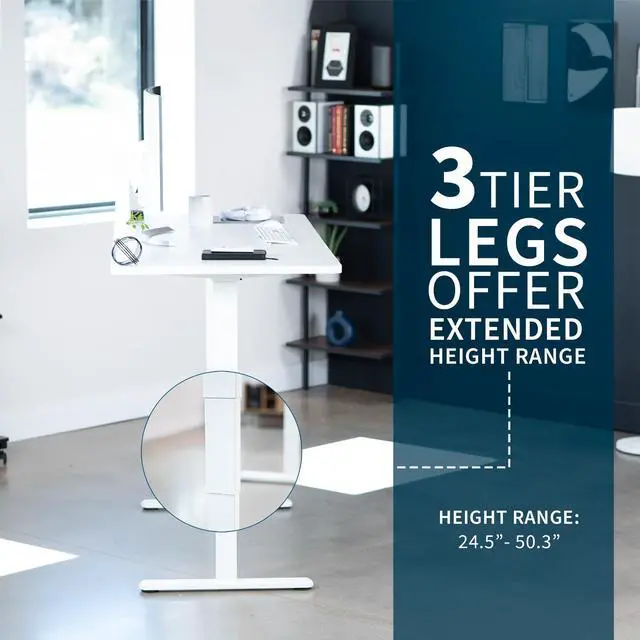 Alt view image 4 of 7 - VIVO Electric 71 x 30 Stand Up Desk Workstation, White Table Top, White Frame