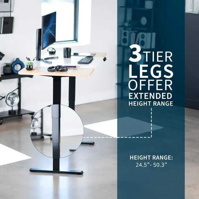 Alt view image 4 of 7 - VIVO Electric 71 x 30 Stand Up Desk, White & Light Wood Table Top, Black Frame