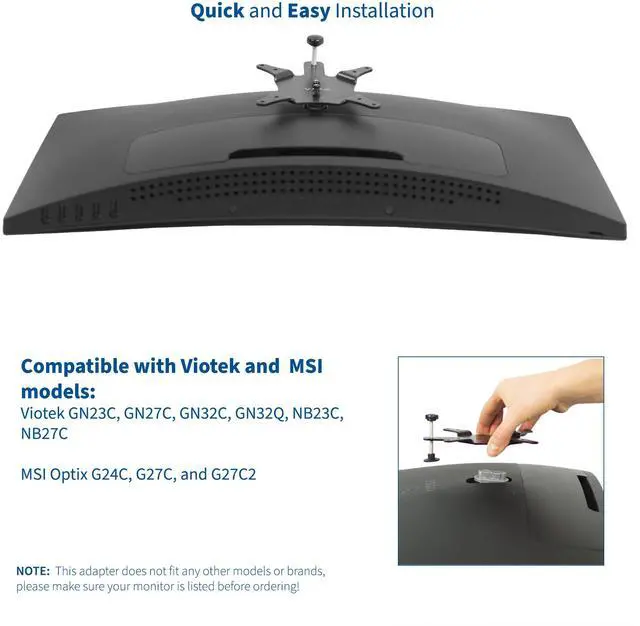 Alt view image 3 of 7 - VIVO VESA Adapter Plate Bracket Attachment Kit Designed for Compatible Viotek and MSI Optix Monitors (MOUNT-MSIG24)