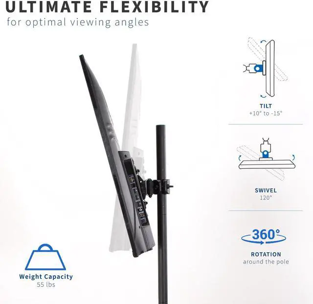 Alt view image 3 of 8 - VIVO Steel Universal Pole Mount TV Bracket VESA Plate | Fits 32" to 55" Screens