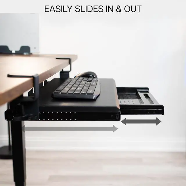 Alt view image 7 of 7 - VIVO Extra Sturdy Clamp-on 27" (33" Including Clamps) x 11" Computer Keyboard Tray with Pencil Drawer (MOUNT-KB05-4D)