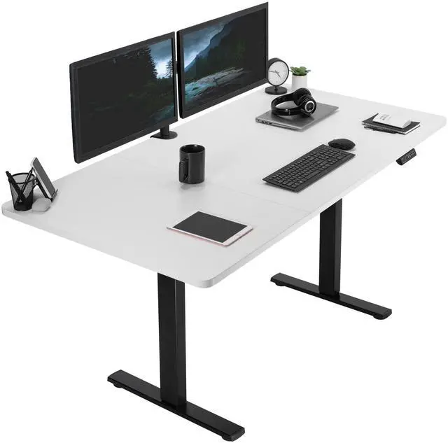 Main image of VIVO Electric 71 x 36 Stand Up Desk, White Table Top, Black Frame