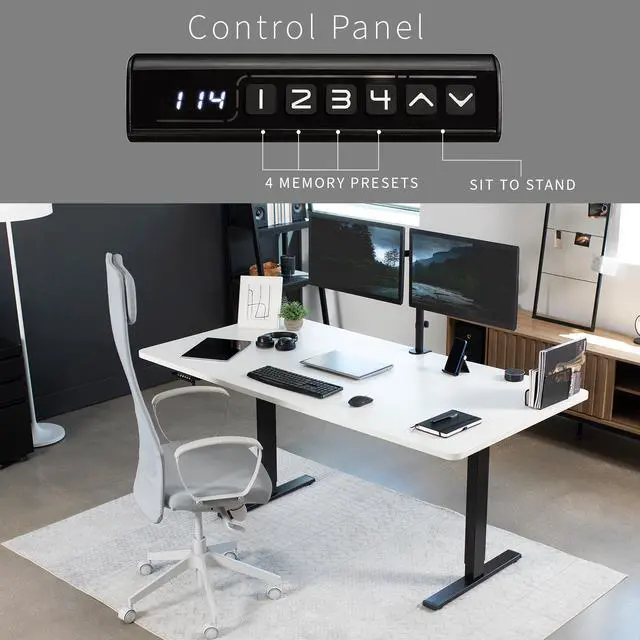 Alt view image 6 of 7 - VIVO Electric 71 x 36 Stand Up Desk, White Table Top, Black Frame