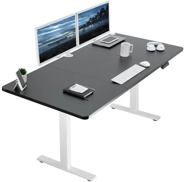 Main image of VIVO Electric 71 x 36 Stand Up Desk, Black Table Top, White Frame