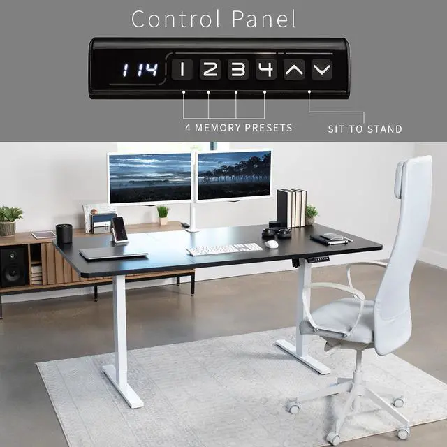 Alt view image 6 of 7 - VIVO Electric 71 x 36 Stand Up Desk, Black Table Top, White Frame