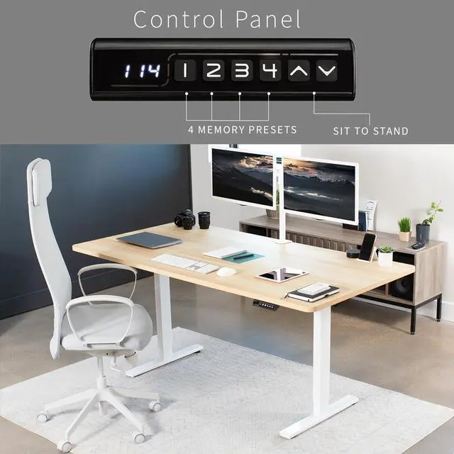 Alt view image 6 of 7 - VIVO Electric 71 x 36 Stand Up Desk, Light Wood Table Top, White Frame