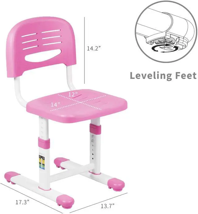 Alt view image 2 of 7 - VIVO Pink Universal Height Adjustable Children's Desk Chair (Chair Only)