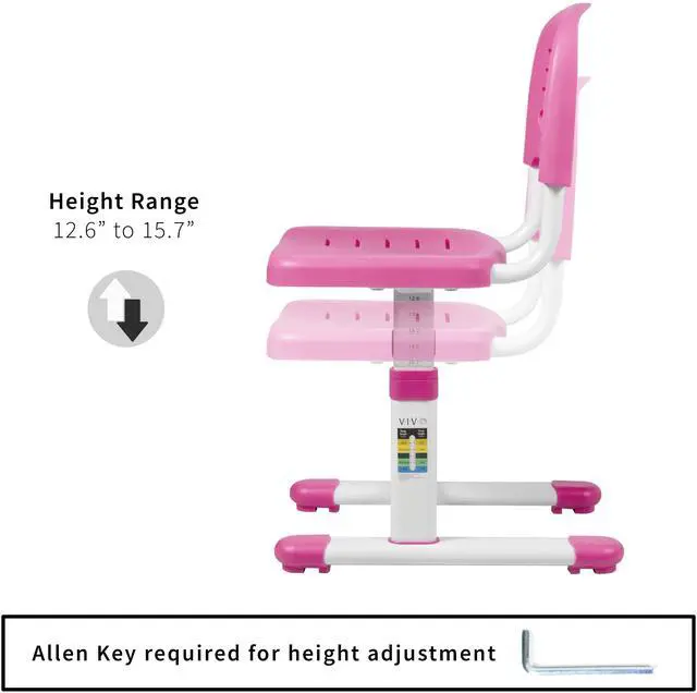 Alt view image 3 of 7 - VIVO Pink Universal Height Adjustable Children's Desk Chair (Chair Only)