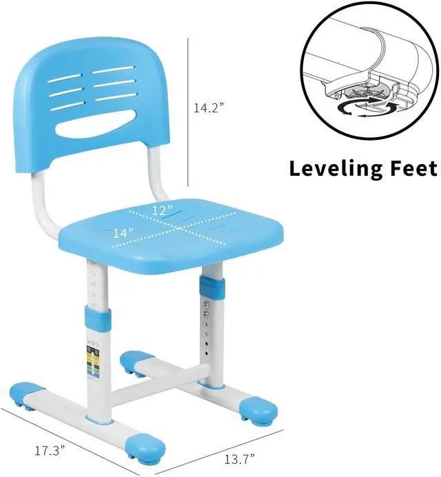 Alt view image 2 of 7 - VIVO Blue Universal Height Adjustable Children's Desk Chair (Chair Only)
