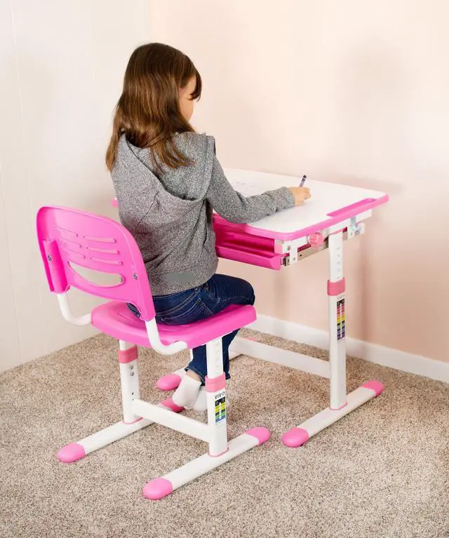 Alt view image 7 of 7 - VIVO Pink Universal Height Adjustable Children's Desk Chair (Chair Only)