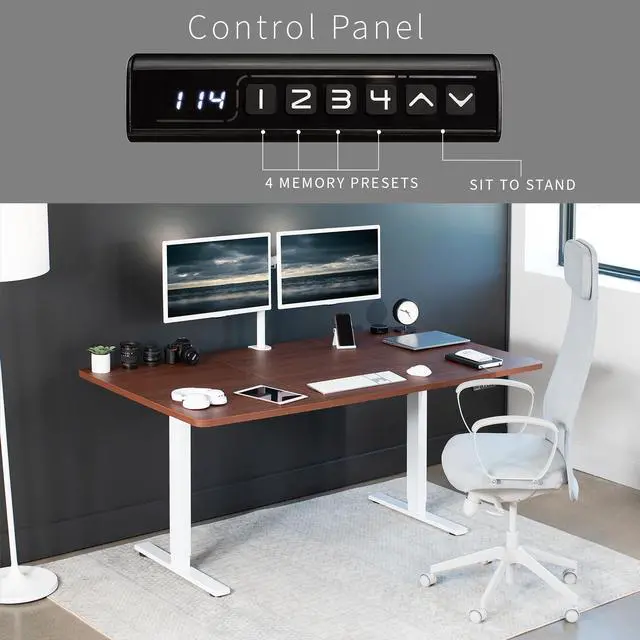 Alt view image 6 of 7 - VIVO Electric 71 x 36 Stand Up Desk, Dark Walnut Table Top, White Frame