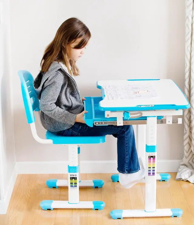 Alt view image 4 of 7 - VIVO Blue Universal Height Adjustable Children's Desk Chair (Chair Only)