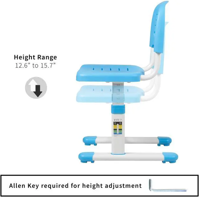 Alt view image 3 of 7 - VIVO Blue Universal Height Adjustable Children's Desk Chair (Chair Only)