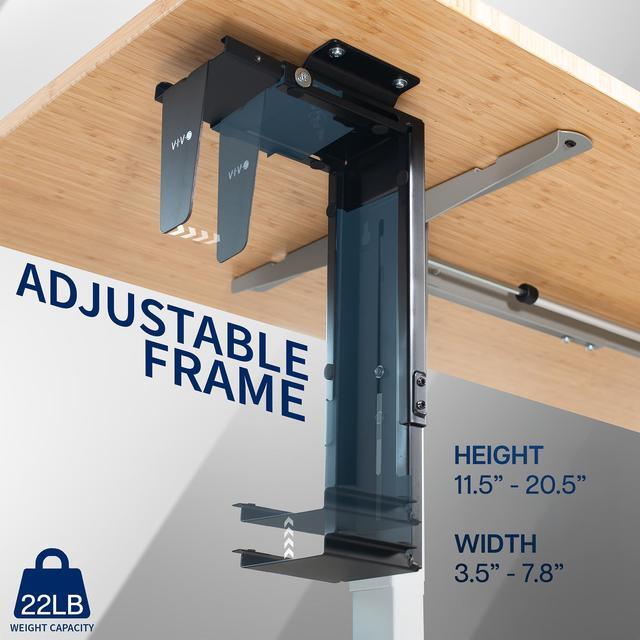 Alt view image 4 of 7 - VIVO Adjustable Under-Desk and Wall PC Mount, Computer Case Holder with 135 degrees Swivel, MOUNT-PC01