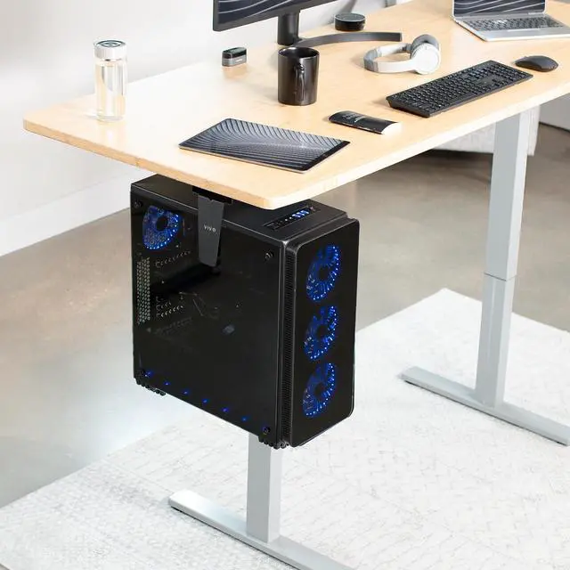 Alt view image 5 of 7 - VIVO Adjustable Under-Desk and Wall PC Mount, Computer Case Holder with 135 degrees Swivel, MOUNT-PC01