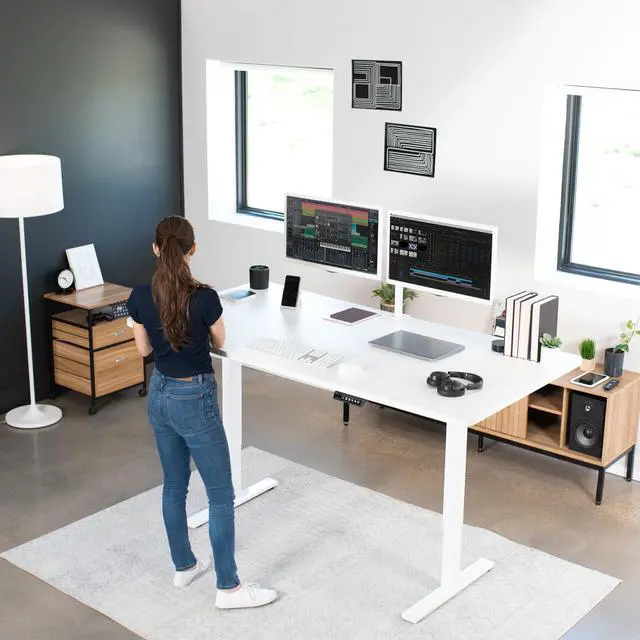 Alt view image 2 of 7 - VIVO Electric 71 x 36 Stand Up Desk, White Table Top, White Frame