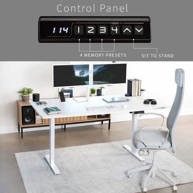 Alt view image 6 of 7 - VIVO Electric 71 x 36 Stand Up Desk, White Table Top, White Frame