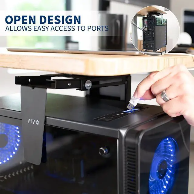 Alt view image 7 of 7 - VIVO Adjustable Under-Desk and Wall PC Mount, Computer Case Holder with 135 degrees Swivel, MOUNT-PC01