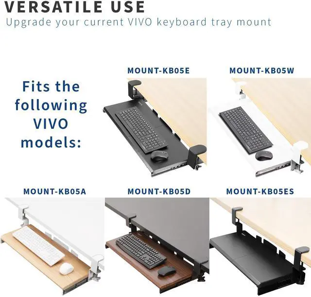 Alt view image 7 of 7 - VIVO Black Height Adjustment Kit for Clamp-on Computer Keyboard Tray, MOUNT-KB05E Series Plate Connector (MOUNT-KB5SP)