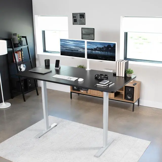 Alt view image 2 of 7 - VIVO Electric 71 x 36 Stand Up Desk, Black Table Top, Gray Frame