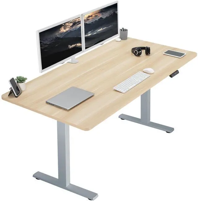 Main image of VIVO Electric 71 x 36 Stand Up Desk, Light Wood Table Top, Gray Frame