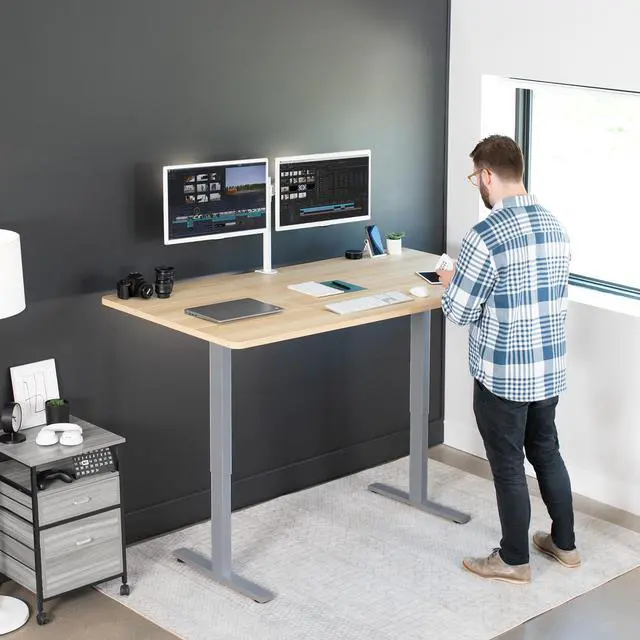 Alt view image 2 of 7 - VIVO Electric 71 x 36 Stand Up Desk, Light Wood Table Top, Gray Frame