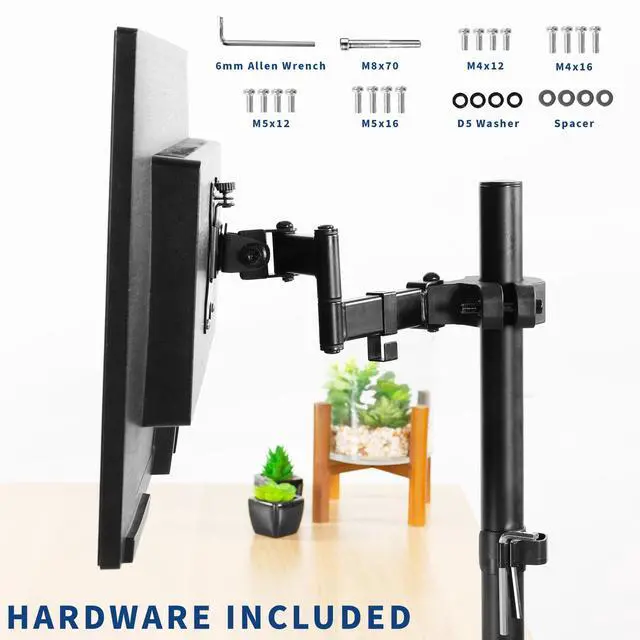 Alt view image 4 of 8 - VIVO Black Steel Universal Pole Mount Monitor Arm w/ 75mm and 100mm VESA Plate | Fits 17 to 32 Screens (MOUNT-POLE01A)