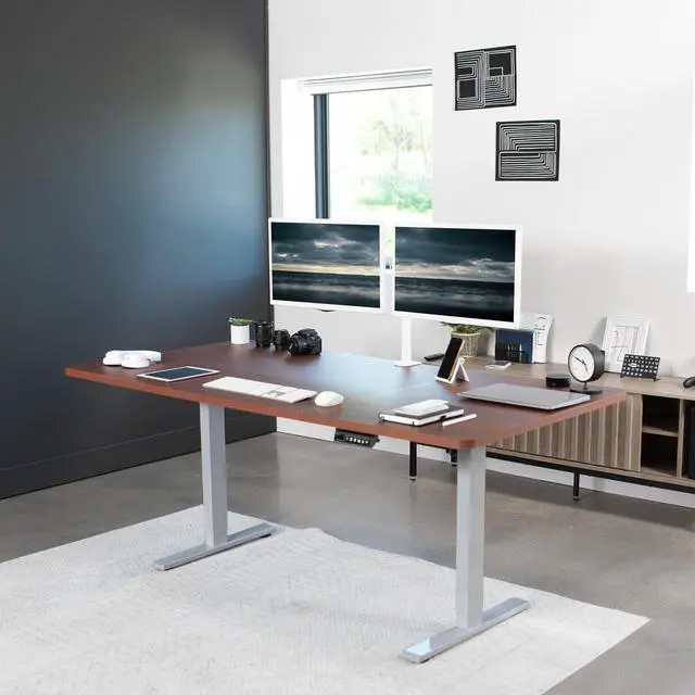 Alt view image 2 of 7 - VIVO Electric 71 x 36 Stand Up Desk, Dark Walnut Table Top, Gray Frame