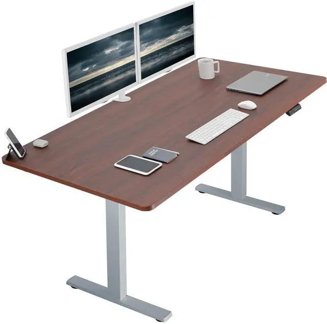 Main image of VIVO Electric 71 x 36 Stand Up Desk, Dark Walnut Table Top, Gray Frame