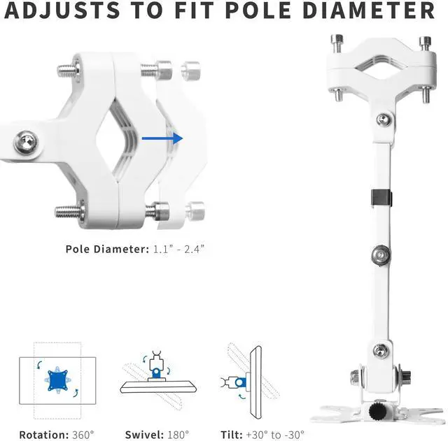 Alt view image 3 of 8 - VIVO Steel Universal Pole Mount Monitor Arm VESA Plate | Fits 17" to 32" Screens