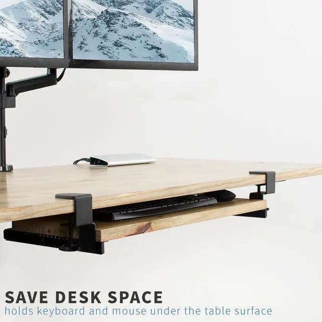 Alt view image 7 of 7 - VIVO Under Desk Clamp and 12 inch Rail Set for DIY Custom Wooden Keyboard Trays (Tray Not Included) (MOUNT-RAIL02)